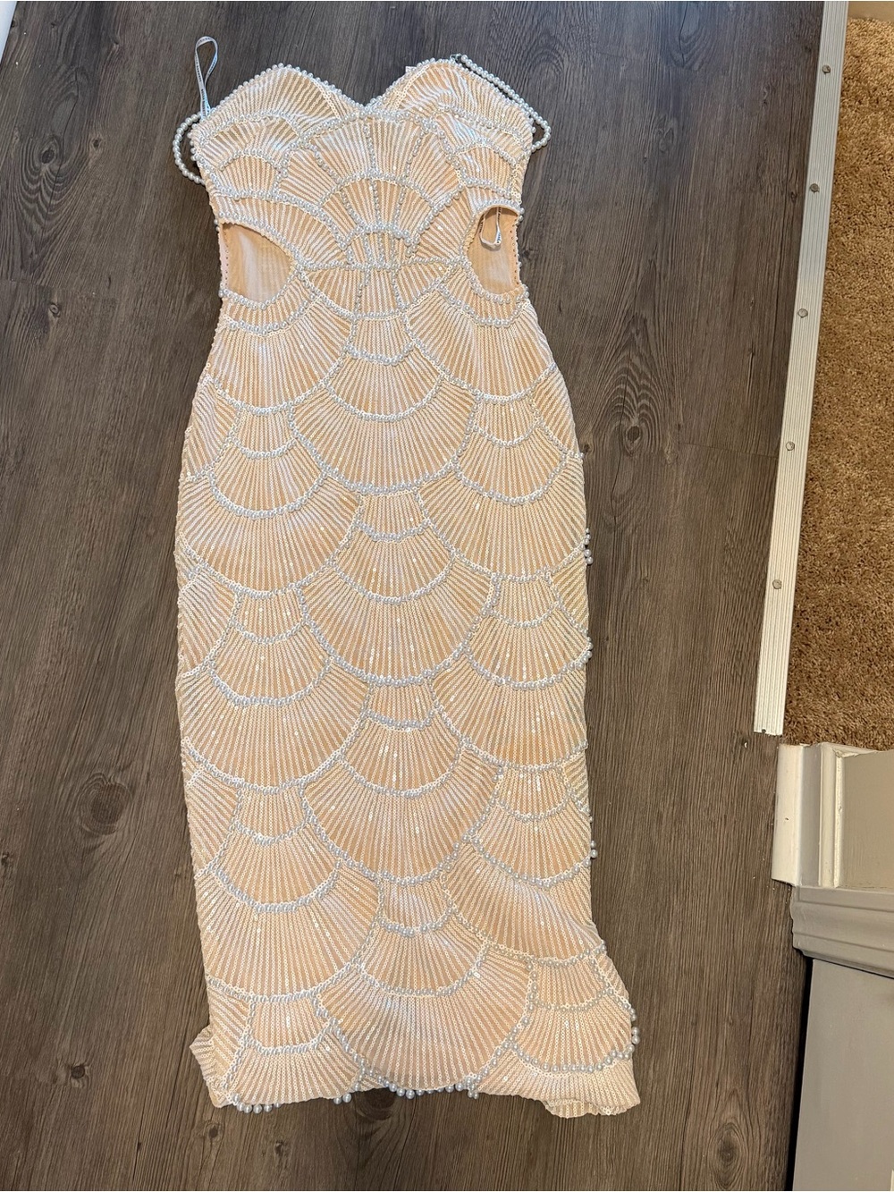 ✨NEVER WORN✨ Beaded Scallop Sheath Dress in Blush